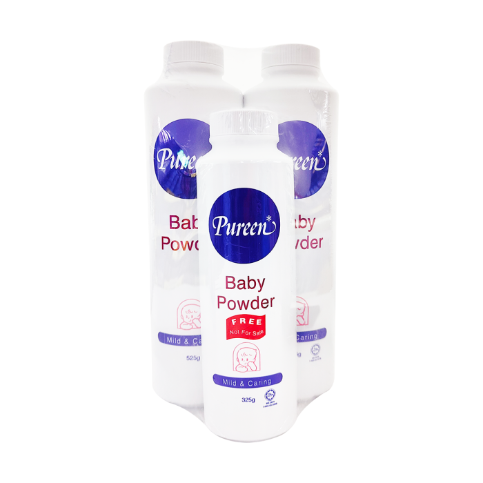PUREEN Baby Powder Twin Pack 2x525g FREE 325g