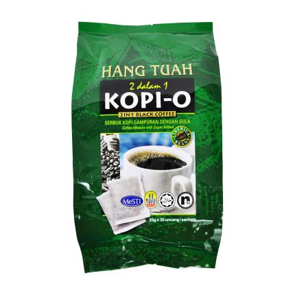 HANG TUAH 2 in 1 Black Coffee (Hijau)  1x20sx25g