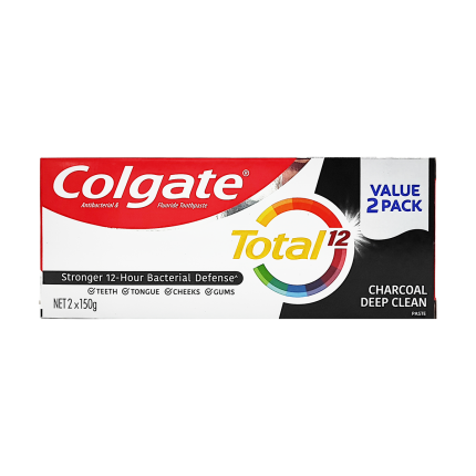 COLGATE Toothpaste Total 12 Bacteria Defense Charcoal Deep Clean 2x150g