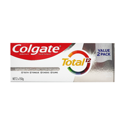 COLGATE Toothpaste Total 12 Bacteria Defense Clean Mint 2x150g