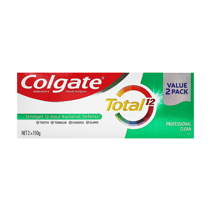 COLGATE Toothpaste Total 12 Bacteria Defense Professional Clean 2x150g