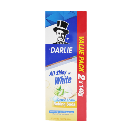 DARLIE Toothpaste All Shiny White Baking Soda Whitening + Stain Protection 2x140g
