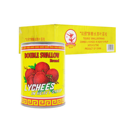 DOUBLE SWALLOW Lychees In Heavy Syrup 12x567g (Carton)