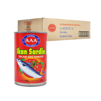 AAA Sardine In Tomato Sauce 24x400g (Carton)
