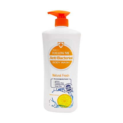 FOLLOW ME Anti Bacterial Body Wash Natural Fresh with Lemon Extract 1L