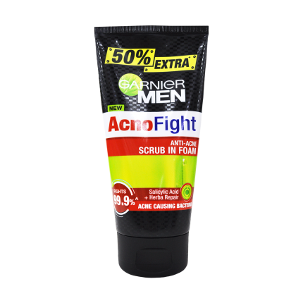 GARNIER Men Face Wash Acno Fight Scrub In Foam 150g