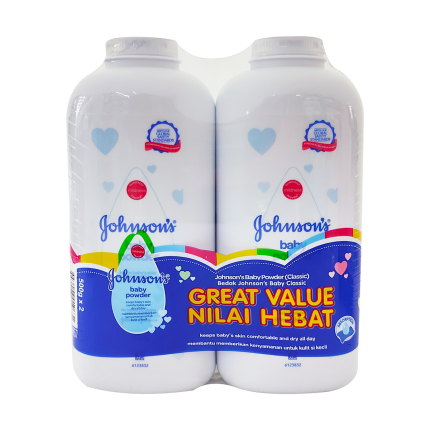 JOHNSONS Baby Powder Regular Twin Pack 2x500ml