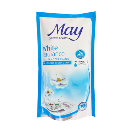 MAY Body Wash White Radiance with White Tea &amp; Silk Essence Refill 600ml