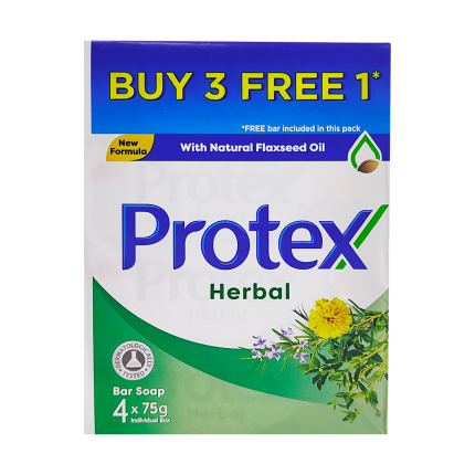 PROTEX Bar Soap Herbal with Natural Flaxseed Oil 4x75g