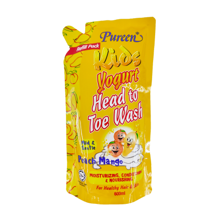 PUREEN Kids Yogurt Head To Toe Wash Peach Mango 600ml