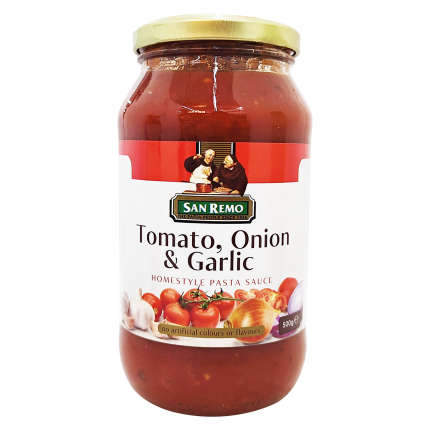 SAN REMO Pasta Tomato, Onion &amp; Garlic Sauce 500g