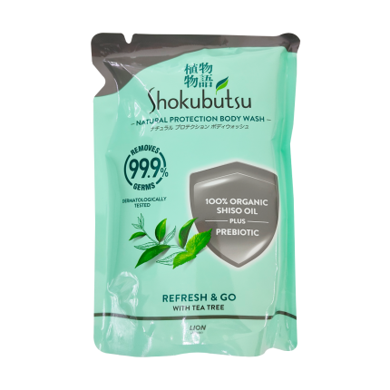 SHOKUBUTSU Natural Protection Body Wash Refresh &amp; Go with Tea Tree Refill 800g