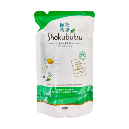 SHOKUBUTSU Body Wash Clean Fresh Green Fresh Refill 500g