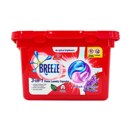 BREEZE 3in1 Power Laundry Capsules Fresh Lavender 18x10.5g