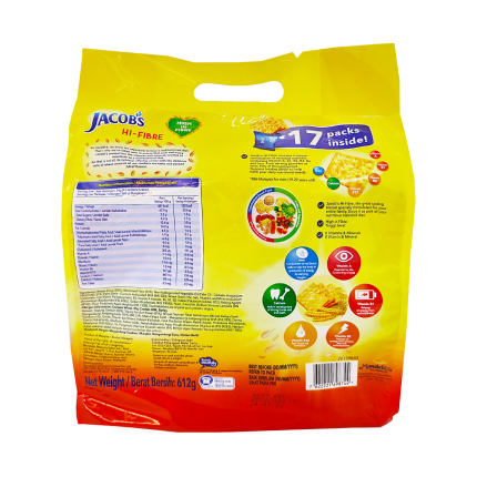 JACOB Hi-Fibre Wholegrain Crackers Multipacks 612g