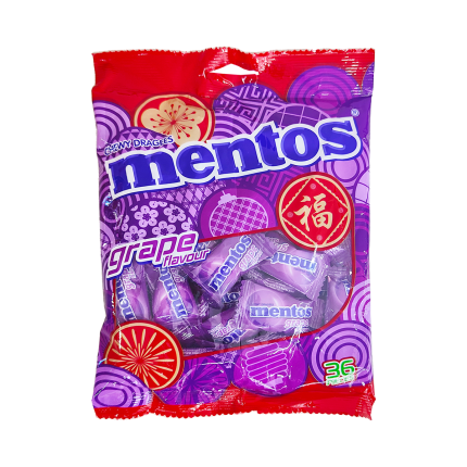 MENTOS Pouch Bags Grape 36pieces