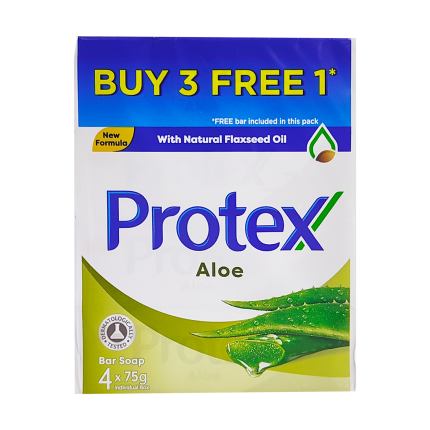 PROTEX Bar Soap Aloe Vera with Natural Flaxseed Oil 4x75g