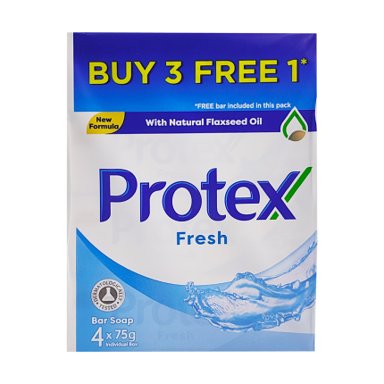 PROTEX Bar Soap Fresh with Natural Flaxseed Oil 4x75g